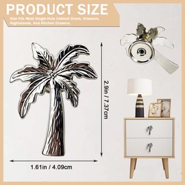 WBNYX Silver Palm Tree Cabinet Knobs - 6 Pcs Coconut Tree Drawer Pulls for Dresser, Cupboard, Furniture, Kitchen & Home Decor - Single Hole Handles