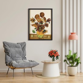 Empire Art Direct "Sunflower Embrace Hand-made dimensional art collage, under glass, encased on a black shadow box frame, Ready to Hang, Living Room, Bedroom & Office, 25" x 33" x 1.4"