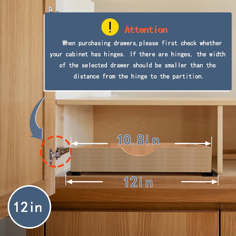 Draworia Pull Out Cabinet Drawers - 6x2 Size Options (12-23'W,18-21'D),