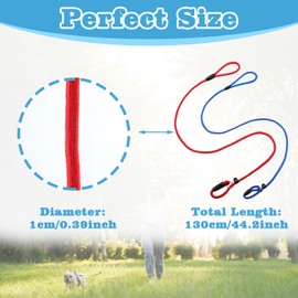 2 Pack Heavy Duty Slip Leads Dog Leashes, Adjustable Dog No Pull Training Leads Leashes Strong Nylon Rope Slip Loop Leash for Small, Medium Dogs, 10mm x 135cm (Blue, Red)