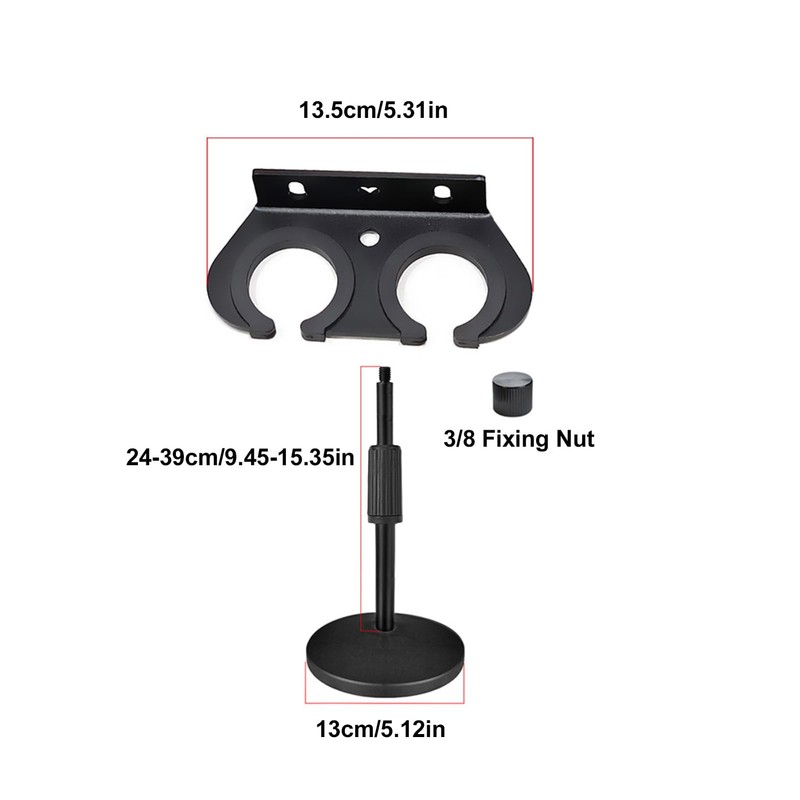 Summina Microphone Holder Wall Mount Dual Slot Adjustable Height Mic