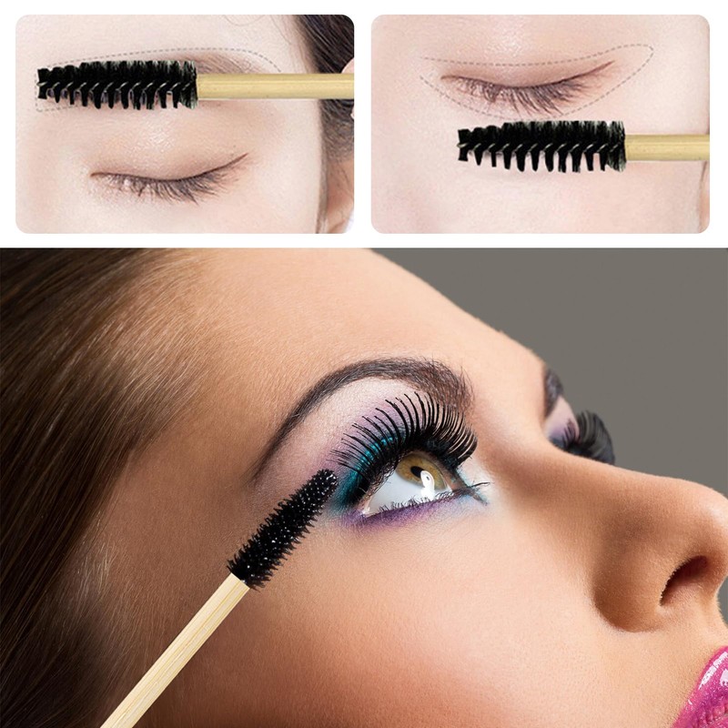 Disposable Lash Mascara Wands, 50PCS Bamboo Eyelash Mascara Brushes, Black