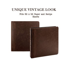 Capote Vintage Mini Organizador profesional de 3 anillas, anillos redondos de 2,54 cm, tamaño de hoja de 14 x 21,63 cm, 2 bolsillos interiores, aspecto de cuero marrón antiguo, bolígrafo incluido