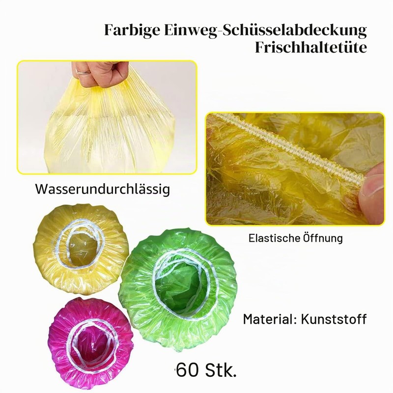 Plastic Food Cover, Pack of 60 Bowls, Cups Covers, Reusable