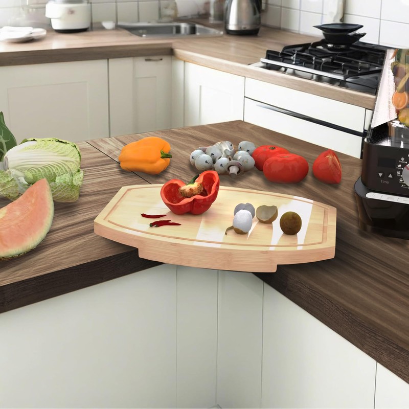 ZYWEICH Kitchen counter Bamboo Wood Corner Cutting Board, Space Saving