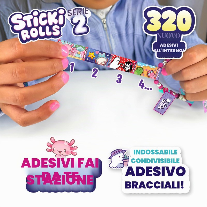 Sticki Rolls Sky Castle Sticki Station S2, adesivi indossabili condivisibili,