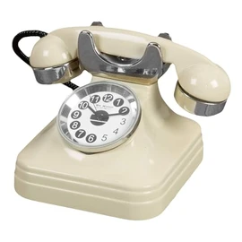 Widdop and Co WILLIAM WIDDOP Miniature Clock-Cream Telephone, Silver, Small