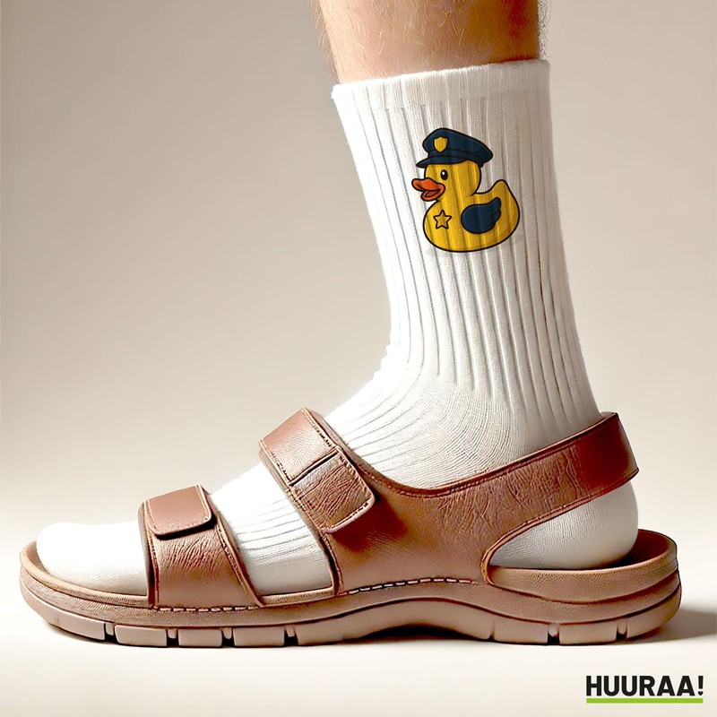 Huuraa Unisex Socks Squeaky Duck Police Comic Rubber Duck Gift