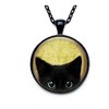 Black Cat Necklace - Peeking Black Cat Pendant - Cute