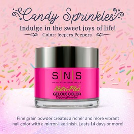 SNS Healthy Natural Nails SNS Nail Dip Powder, Color Dipping Powder - Jeepers Peepers (Pink), CS061 - Long-Lasting Nail Color Lasts 14 Days - Low-Odor & No UV Lamp Needed - 1 oz.