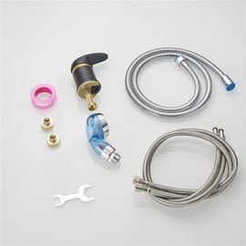 Brass Salon Shampoo Bowl Faucet and Sprayer Kit for Shampoo Bed Bowl or Backwash Unit with 3/8 to 1/2 NPT Reducer Adapter Black