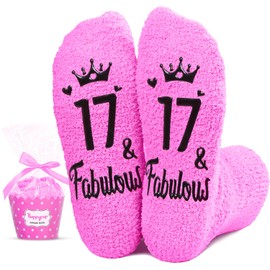 HAPPYPOP 17th Birthday Gifts Ideas Socks - 17 Year Old Birthday Presents for Girls, Happy Birthday Socks for 17 Year Olds