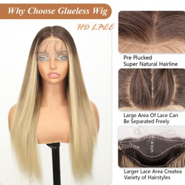 AISI HAIR 13x4 HD Lace Front Wig Mixed Blonde Pre Plucked With Baby Hair Straight Glueless Synthetic Wigs for Women 28inch Beginner Friendly