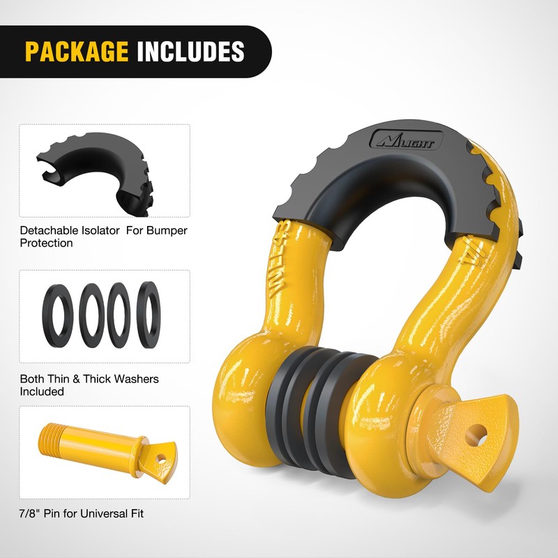 Nilight 2 Pack 3/4" D-Ring Shackle with 7/8" Screw Pin