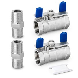 ERGAOBOY Pack of 2 1/2" BSP Female Mini Ball Valve Shut-off Switch with 304 Stainless Steel Fittings for Water, Air and Industrial Use