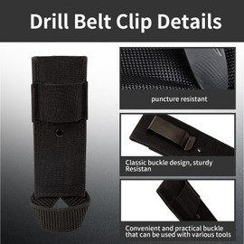 Hammer Holder Loop,Hammer Holster Clip on 7" X 2" Tool Belt and Tape Measure Holder Drill Impact Tool Holster for Tape Measure,Heavy-Duty Drill Belt Holder Hook Holster,Black