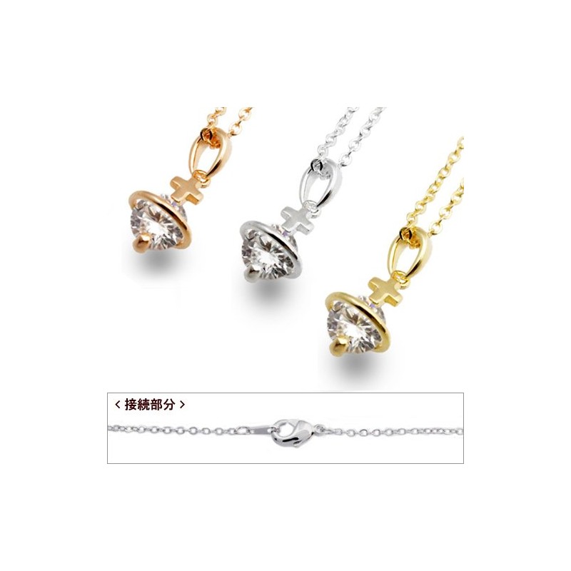 Pendant Necklace with Zirconia on Saturn Inspired Cross Silver Gold,