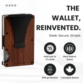 GOWOOD Wooden Credit Card Holder & Wallet for Men & Women RFID Blocking Money Clip, Business Card Holder, ID Card Holder, Travel Wallet | Porte Feuille Pour Femme, Portefeuille Pour Homme