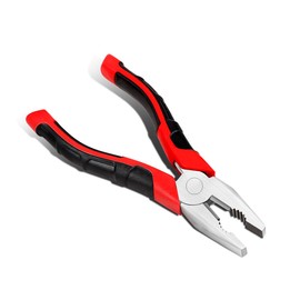 Universial 7" Linesman Plier Tool with Milled Teeth Hot-Riveted Joint Non-Slip Handle, Red