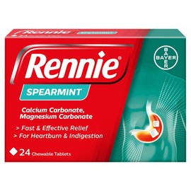 Rennie Spearmint - Antacids, Heartburn Relief and Indigestion Tablets, Fast and Effective Relief for Acid Reflux - 144 Tablets (6 Pack of 24 Tables)