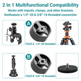 2 in 1 Starlink Mini Mount Adapter - Aluminum Alloy Tripod Mount Adapter for Starlink Mini 1/4''-20 and 3/8''-16Thread Enables Tripod, Fixing Clamp or Other Bracket Fixing (Black, Model 2025)