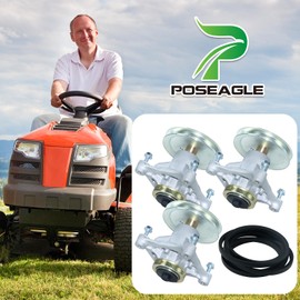 POSEAGLE 3 Pack 604214 Spindle Assembly with 603988 Pulley 791988 5/8x141 for Hustler Raptor 52 inch and Hustler Raptor Limited 52 inch Lawn Decks