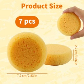 7PCS Round Yellow Painting Sponges, Artist Sponge for Watercolor, Pottery Elasticity/Water Absorption Soap Sponges, Sponge for Pottery and Cleaning Horse Saddle for Kitchen, Shoes Leather Care