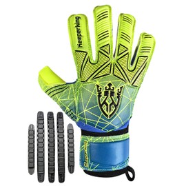 Keeperking Unisex Goalkeeper Football Gloves for Adults, Children, Teenagers with and without Finger Protection, Removable Fingersave, 4 mm (10, Yellow)