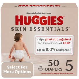 Huggies Size 5 Diapers, Skin Essentials Baby Diapers, Size 5 (27+ lbs), 50 Count