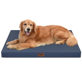 Tail Stories Outdoor Waterproof XL Dog Bed, Orthopedic Dog Bed for Large Dogs, Egg Crate Foam Pet Bed with Washable Removable Oxford Cooling Cover, 44x32 Inch, Navy
