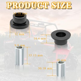 Shock Absorber Bushings Bearings Kit Gasket Front and Rear Sleeve Kit Compatible with Polaris Ranger 2X4 4X4 6X6 700 EFI/XP 500 570 700 800 900 1000 Automobile Replacement Repair Parts Black 12 Pcs