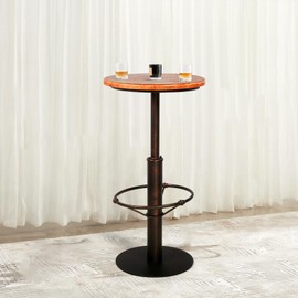 BOKKOLIK Industrial High Pub Table 42" Vintage Bar Dinner Table for Home Kitchen Farmhouse Round Coffee Table Rustic Cocktail Table for Parties (Copper)