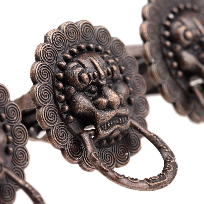 10Pcs 0.94"x 0.59" Antique Copper Lion Head Pull Handle Ring