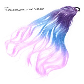 Ipetboom Ponytail Extension for Women 27 Long Synthetic Curly Hair Clip-on Wig Tinsel Highlights Fashion Accessory