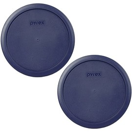 Pyrex 7402-PC Dark Blue 6/7-Cup Round Plastic Food Storage Lids, Made in USA - Original Genuine Pyrex Lids - 2 Pack