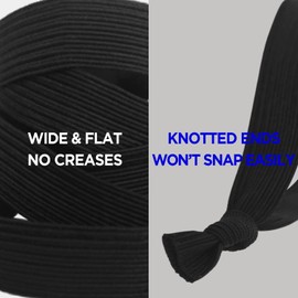 Knotted Mens Hair Ties For Men (Wide, Black) - No damage Crease Breakage Man Bun Hair Tie Men with Long Hair | For Buns Curly Thick Elastic Hair Ties For Guys | Perfect hairtie For Men (Black, One size)