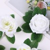 Sliverdew 50 Pcs Artificial Green Leaves Rose Leaves Bulk Fake