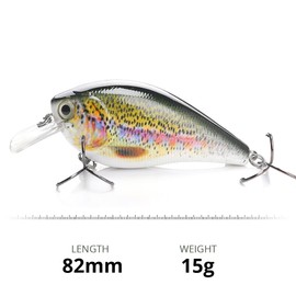 Floating Crankbait Lures Lifelike Artificial - Large Rainbow Trout Crankbait - Hard Wearing Sharp Treble Hooks - Realistic Durable Fish Scale Patterns - Predator & Pike Fishing Bait