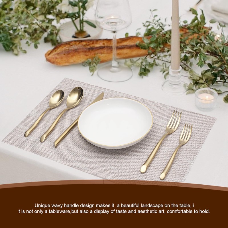 Gold 20-Piece Silverware Set with Handle, Stainless Steel Flatware Set,