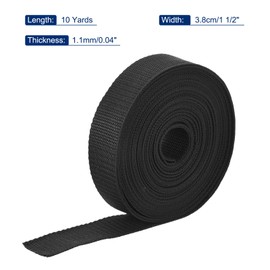 MECCANIXITY Lightweight Polypropylene Webbing Strap 1 1/2" 10 Yard Backpack Strapping Band Black for Outdoor Luggage Cargo Straps