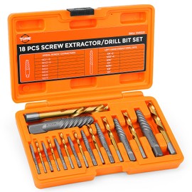 Screw Extractor Set,18 Piece Easy Out Screw Extractor Set and Left-Hand Drill Bit Set,Stripped Screw Extractor Set for Removing Damaged Screws,Broken Bolts,Studs