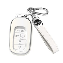 QBUC for Honda Key fob Cover with Keychain,Car Key Case Protector Compatible with 2022-2026 Honda Accord Civic HRV CRV Pilot Smart Remote Key (White)