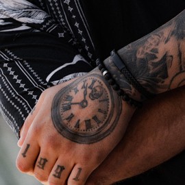 Forge & Foundry Men's Genuine Interwoven Leather Braided Bracelet with Matte Black Stainless Steel Clasp | “Hanover” (XL)