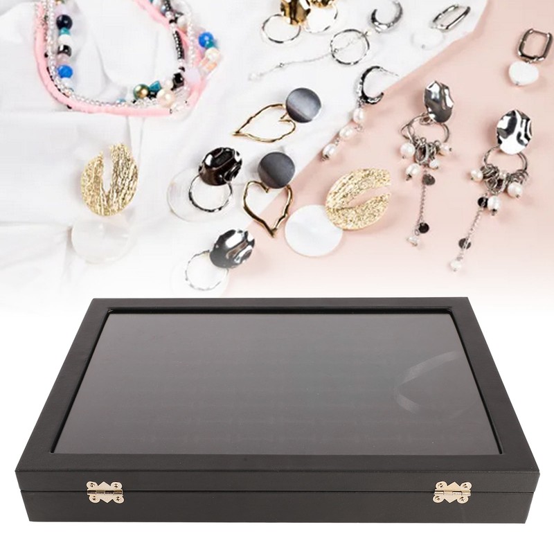 Ring Display Case Organizer with Transparent Lid 100 Slot Jewelry
