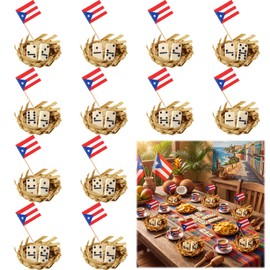 52 Pcs Puerto Rico Party Decorations for Patriotic Festival Table Decor