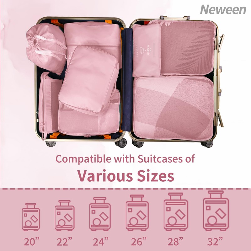 Neween 8 Set Packing Cubes, Travel Storage Bags Multifunctional Clothing