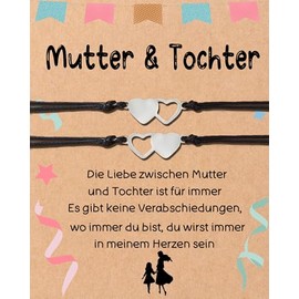 ENSTAB Daughter Gifts from Mum Bracelets Set with Gift Cards Gift for Daughter Birthday Christmas Mother's Day (2 Pieces Double Heart)