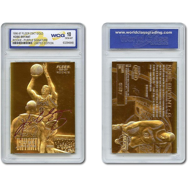 Kobe Bryant 1996-97 Fleer Rookie 23KT Gold Card Sculptured Purple Signature - GEM Mint 10