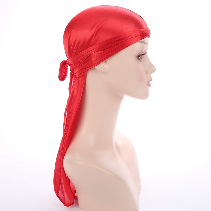 Fxhixiy Satin Silk Extra Long-Tail Durag Headwraps Pirate Cap Bandana