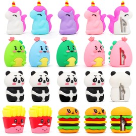 SKAMORI Pack of 16 Pencil Sharpeners for Party Bags Children's Birthday Parties 5 6 7 8 9 10 Years, Pencil Sharpener with Container for Children, Give Aways Children's Birthday Party & Small Gifts for